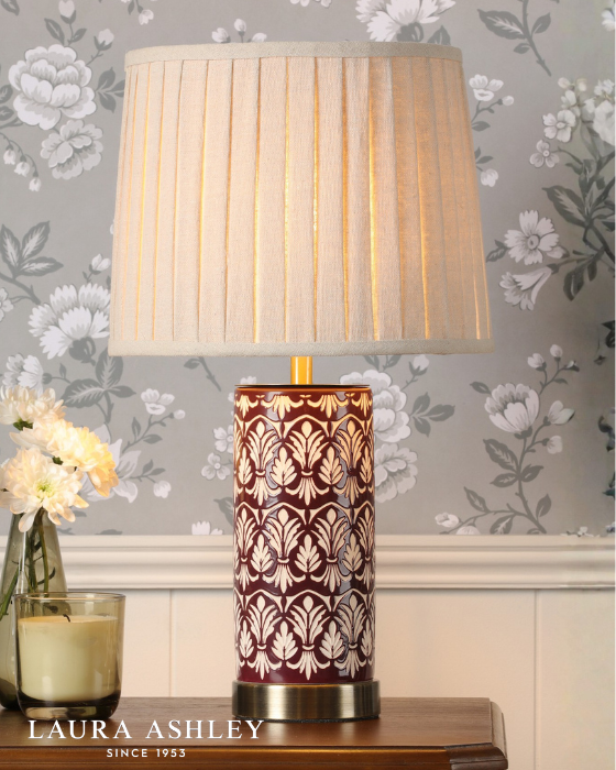 Laura Ashley Medlock Purple Ceramic & Antique Brass Table Lamp With Shade