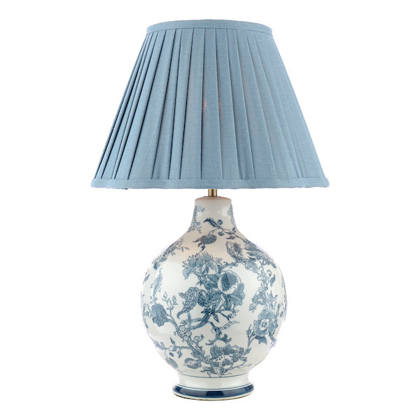 Laura Ashley Maltby Blue Ceramic & Antique Brass Table Lamp With Shade
