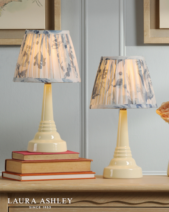 Laura Ashley Adwick Cream Ceramic Table Lamp With Shade (Twin Pack)