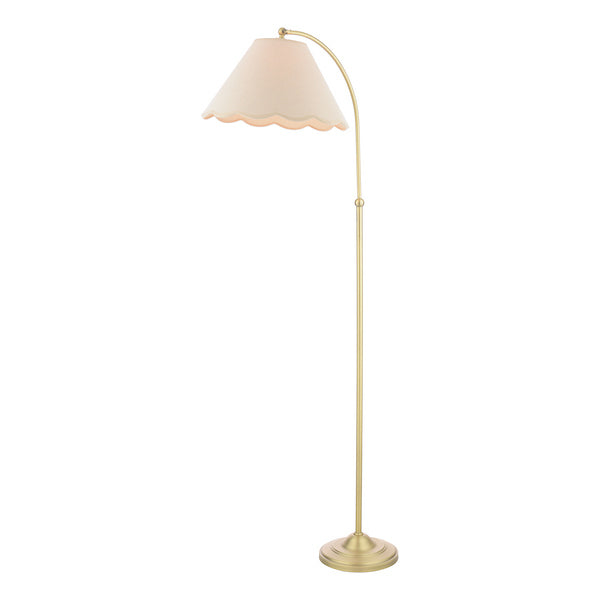 Laura Ashley Cordwell Antique Brass Floor Lamp with Natural Linen Shade