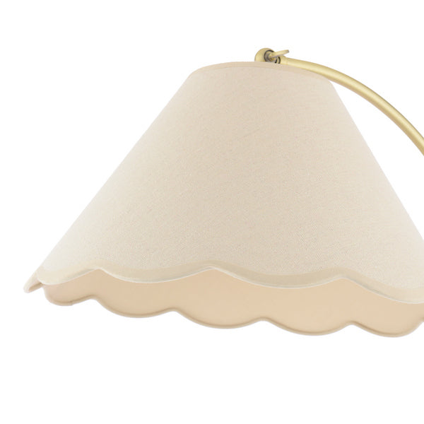 Laura Ashley Cordwell Antique Brass Floor Lamp with Natural Linen Shade