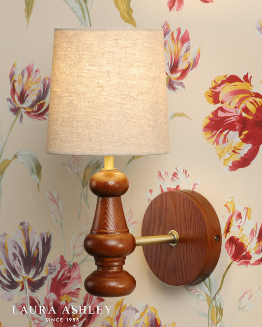 Laura Ashley Millbrook Stained Wood Wall Light with Shade
