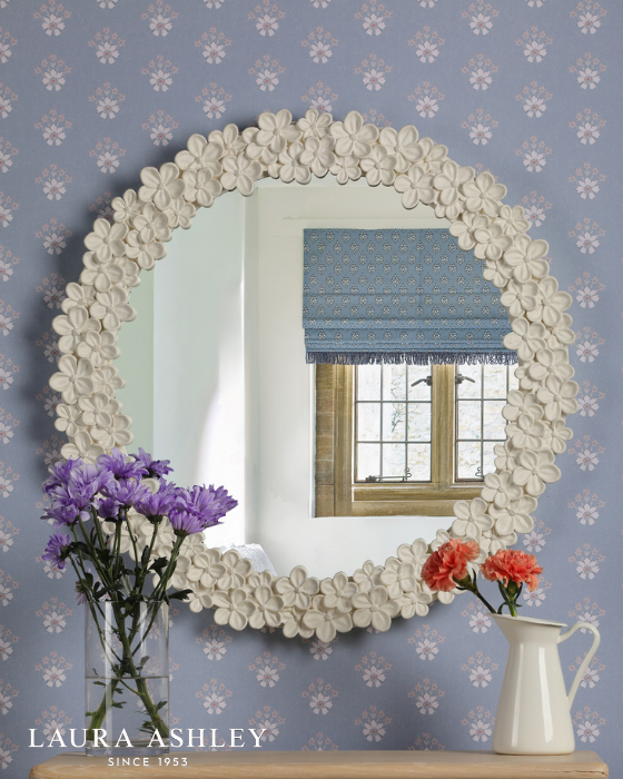 Laura Ashley Romsey Matt White 65cm Round Mirror