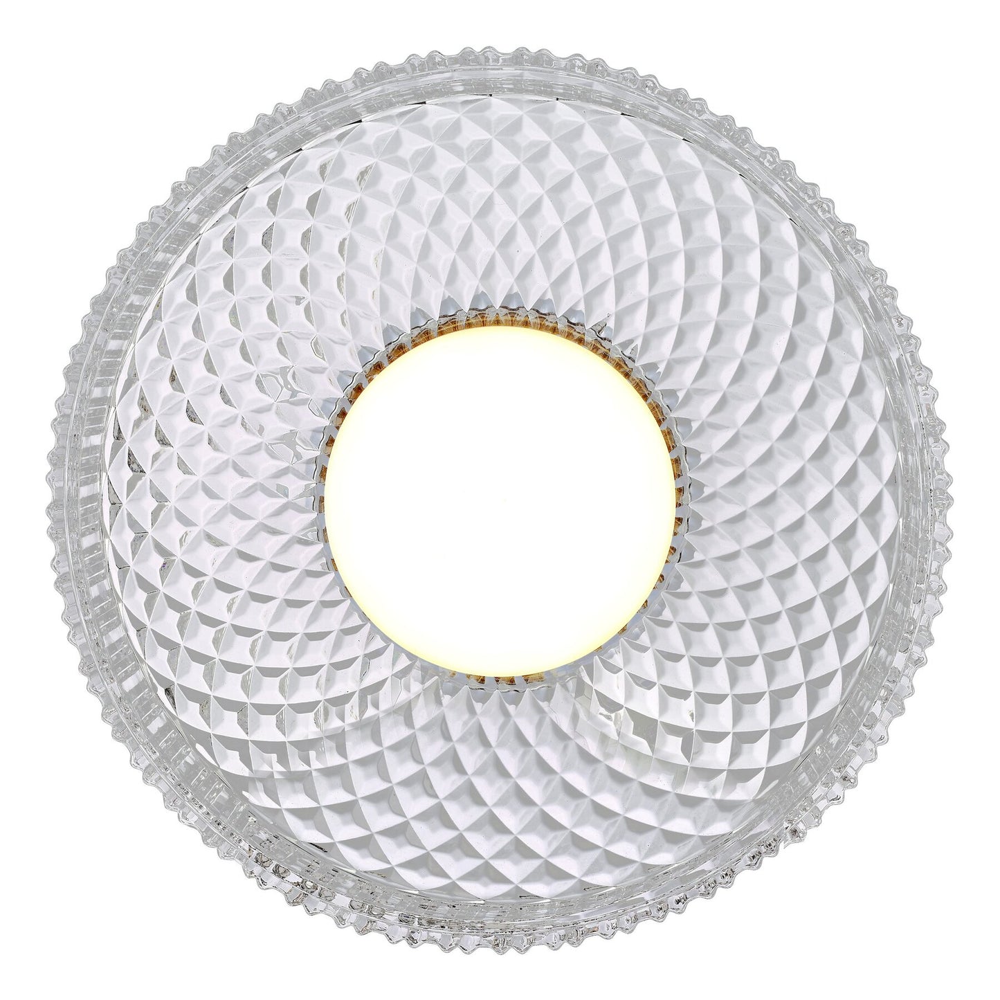 Dar Lighting Leena LED Polished Chrome & Ribbed Glass Flush