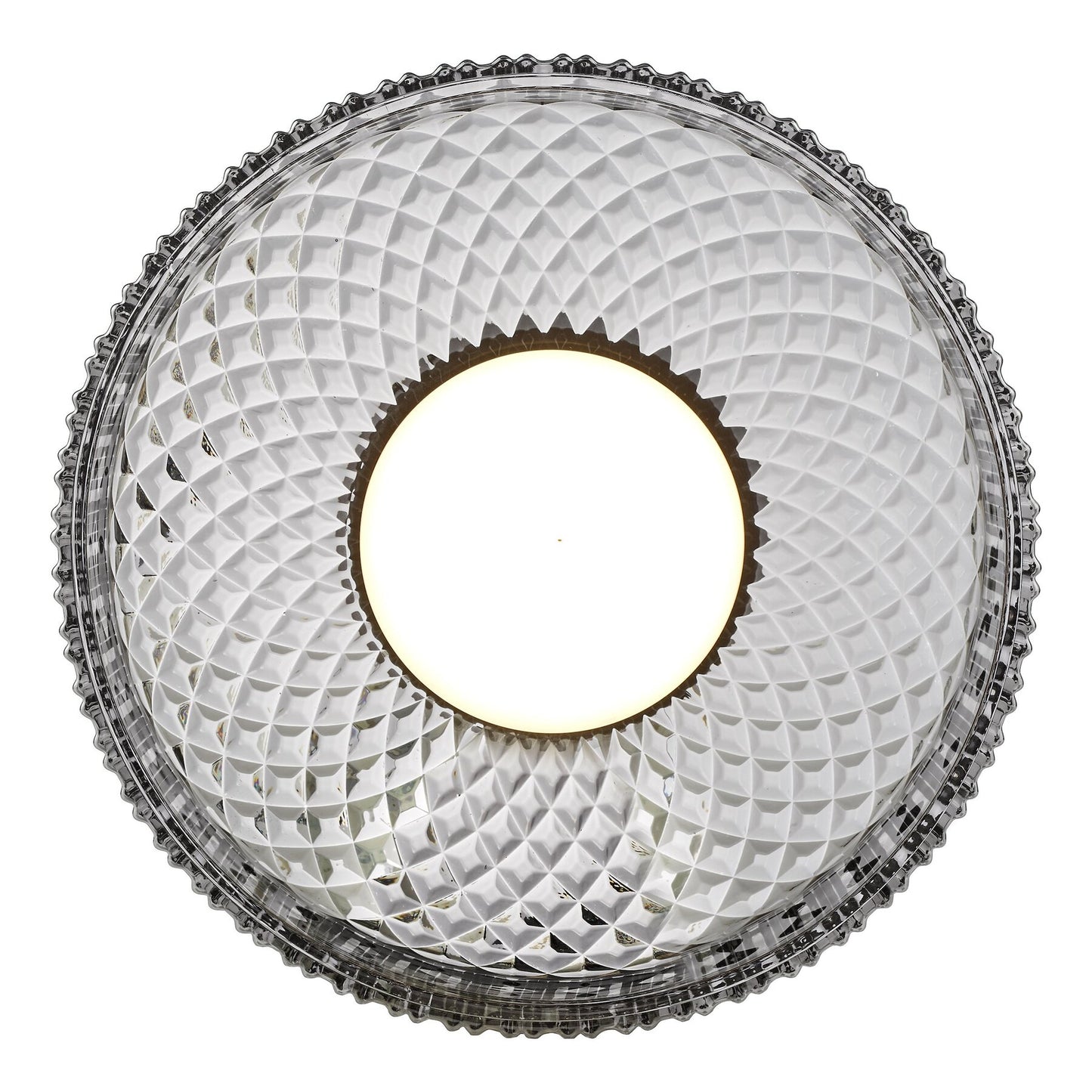 Dar Lighting Leena LED Satin Black & Smoked Ribbed Glass Flush