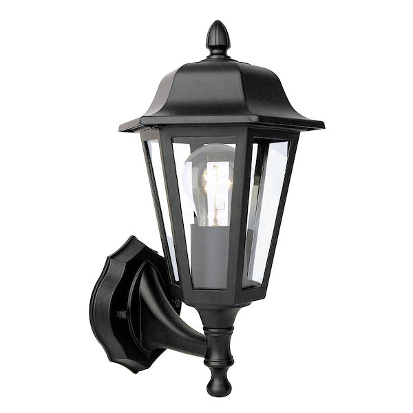 Dar Lighting Lewis Outdoor IP44 Matt Black & Glass Wall Light