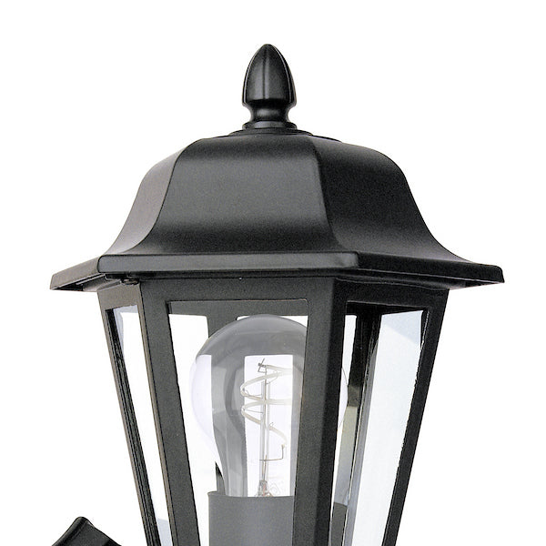 Dar Lighting Lewis Outdoor IP44 Matt Black & Glass Wall Light
