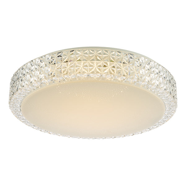 Dar Lighting Liana Clear Faceted Plastic LED Flush