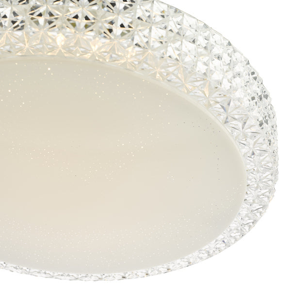 Dar Lighting Liana Clear Faceted Plastic LED Flush