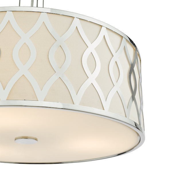 Dar Lighting Locryn 4 Light Polished Chrome & Ivory Pendant