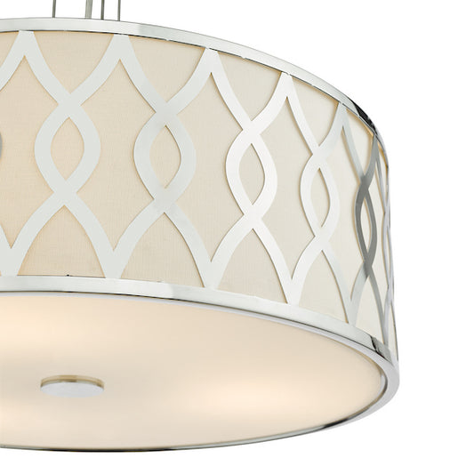 Dar Lighting Locryn 4 Light Polished Chrome & Ivory Pendant