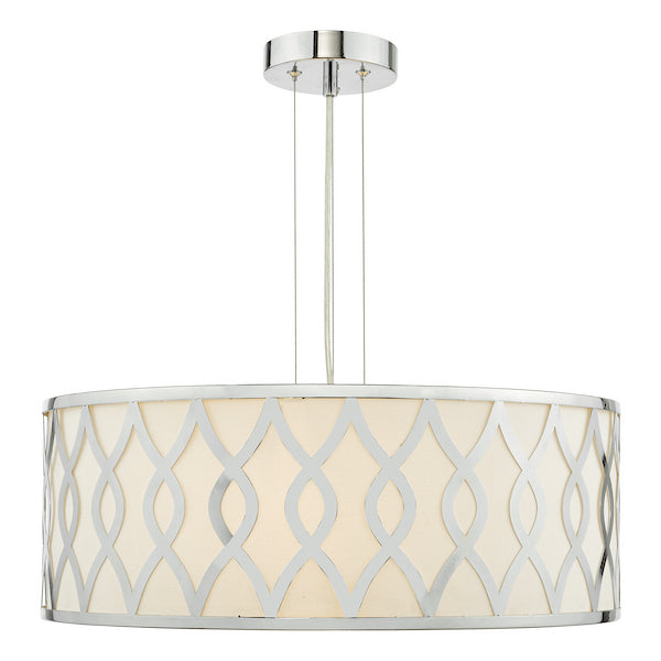 Dar Lighting Locryn 4 Light Polished Chrome & Ivory Pendant
