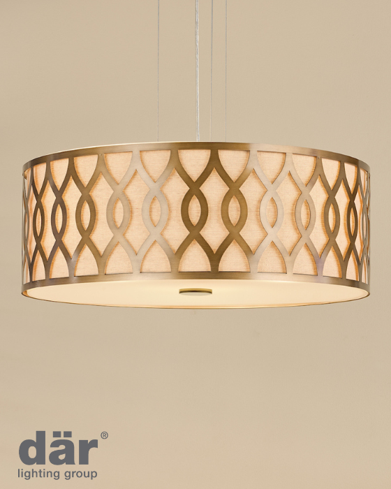 Dar Lighting Locryn 4 Light Brushed Bronze & Taupe Pendant