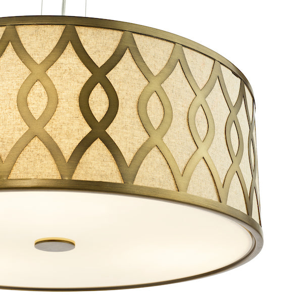 Dar Lighting Locryn 4 Light Brushed Bronze & Taupe Pendant