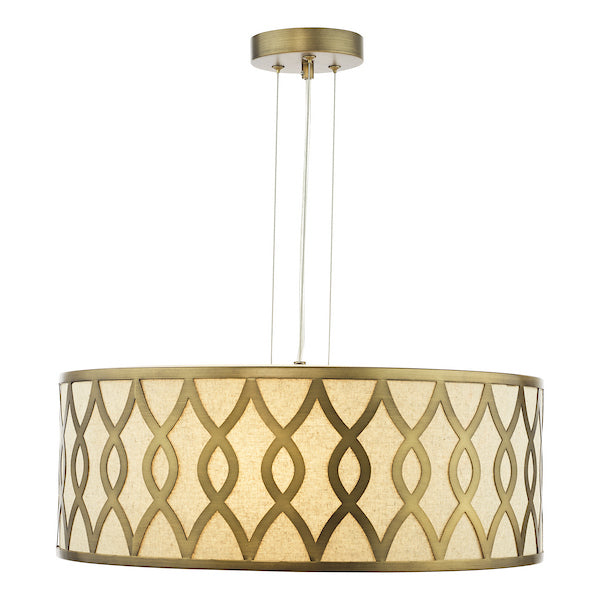 Dar Lighting Locryn 4 Light Brushed Bronze & Taupe Pendant