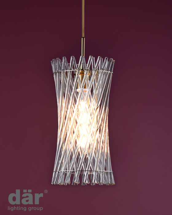 Dar Lighting Loire Natural Brass & Glass Pendant