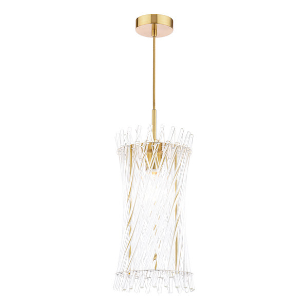 Dar Lighting Loire Natural Brass & Glass Pendant