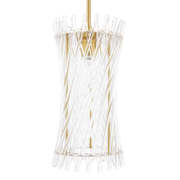Dar Lighting Loire Natural Brass & Glass Pendant