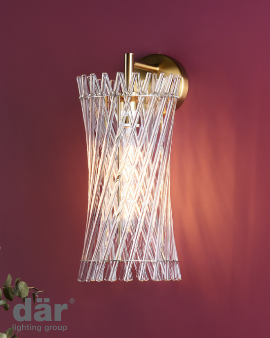 Dar Lighting Loire Natural Brass & Glass Wall Light