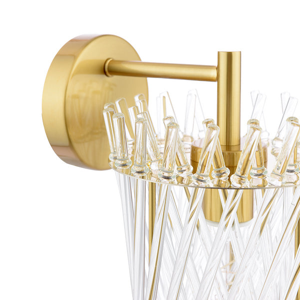 Dar Lighting Loire Natural Brass & Glass Wall Light