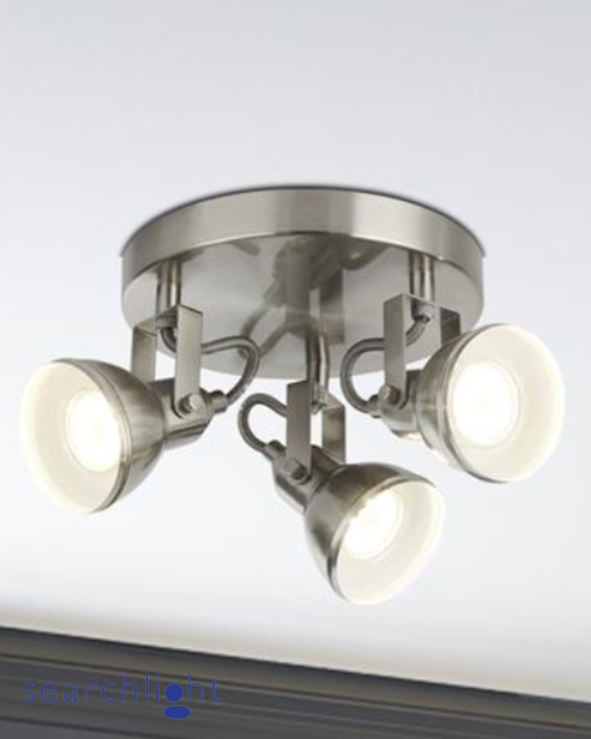 Searchlight Focus 3 Light Satin Silver Round Spotlight