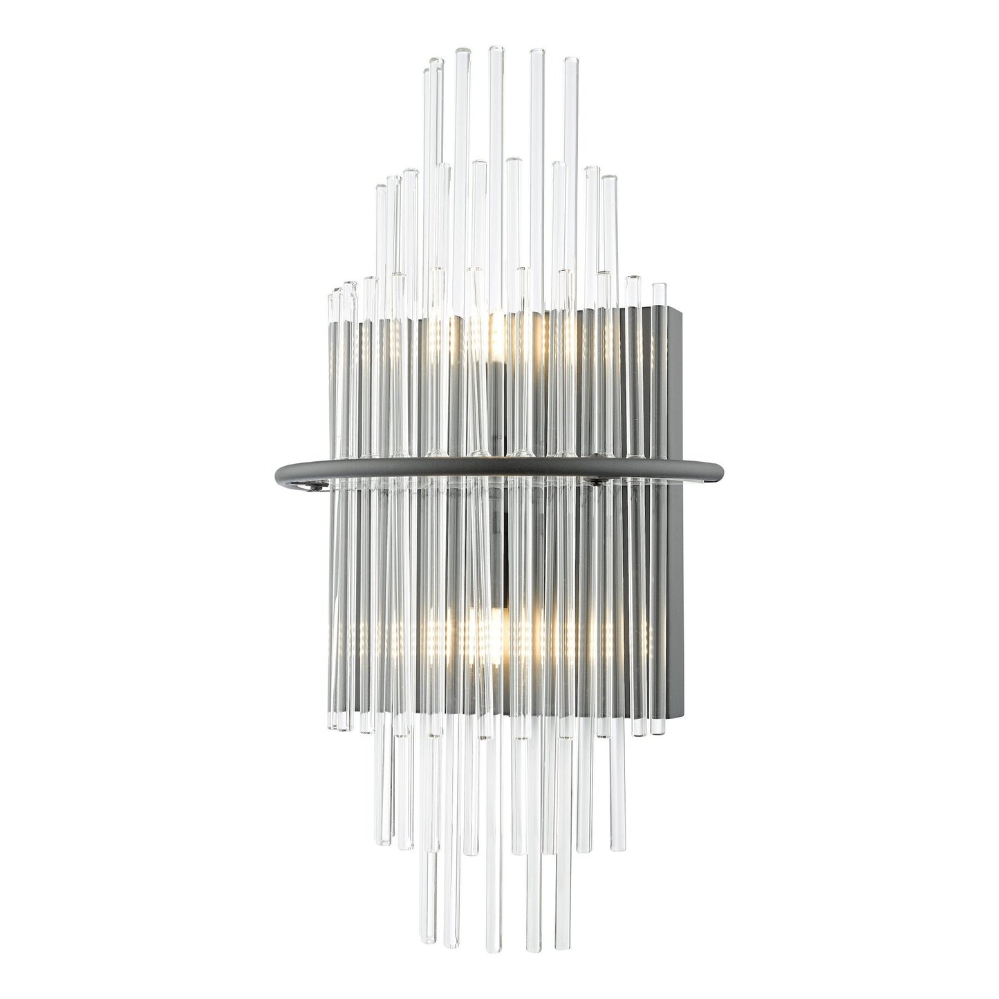 Dar Lighting Lukas 2 Light Satin Black & Glass Wall Light