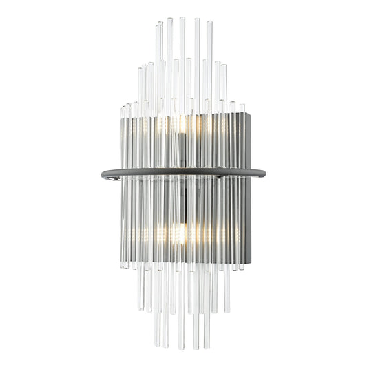 Dar Lighting Lukas 2 Light Satin Black & Glass Wall Light