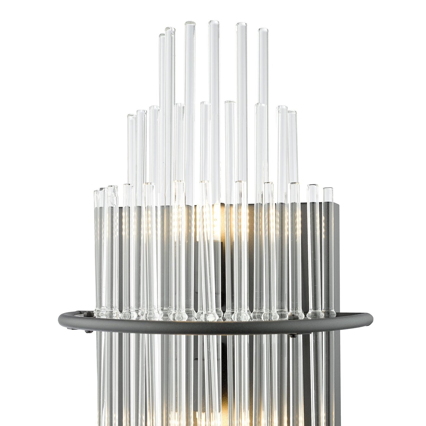Dar Lighting Lukas 2 Light Satin Black & Glass Wall Light