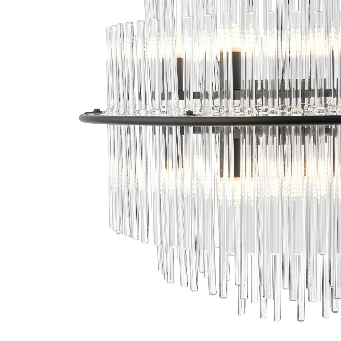 Dar Lighting Lukas 13 Light Satin Black & Glass Pendant