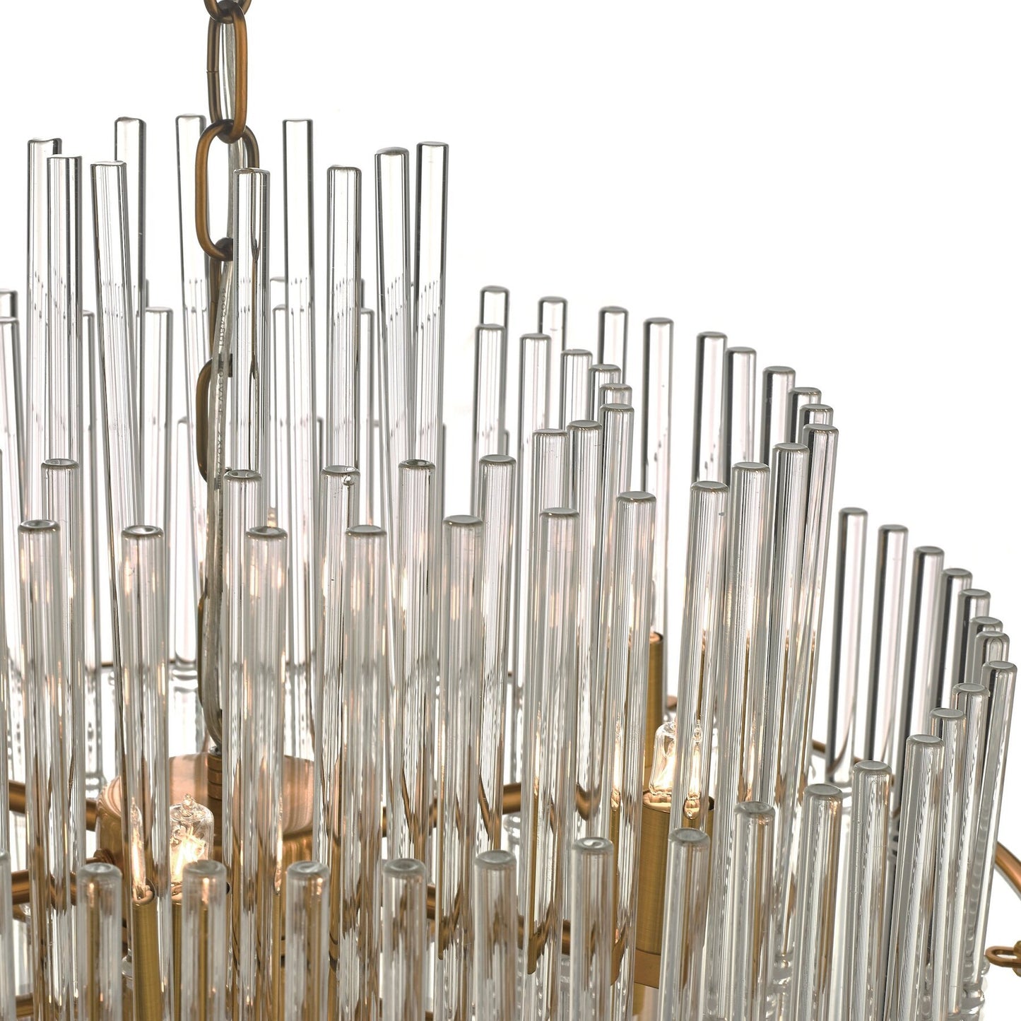 Dar Lighting Lukas 13 Light Brushed Antique Gold & Clear Glass Pendant