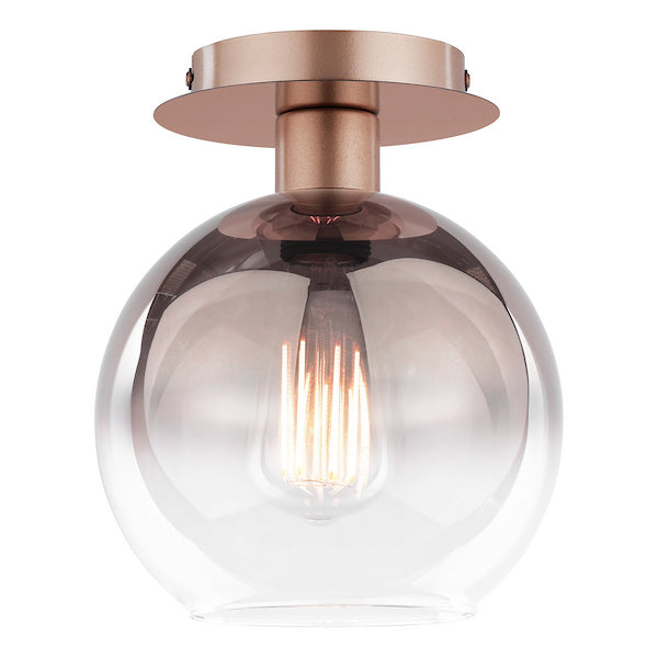 Dar Lighting Lycia Satin Bronze & Brown Ombre Glass Flush