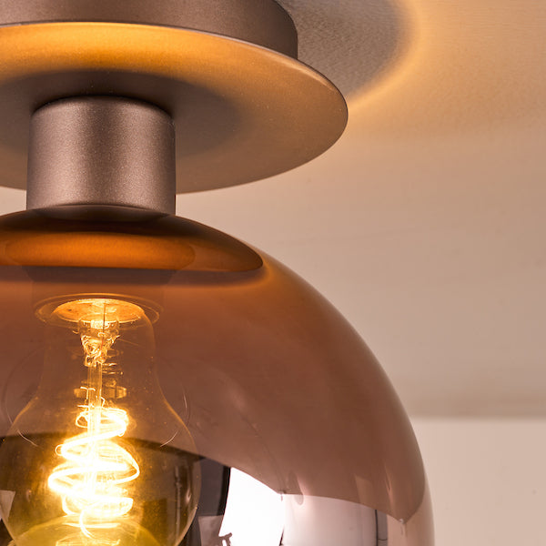 Dar Lighting Lycia Satin Bronze & Brown Ombre Glass Flush