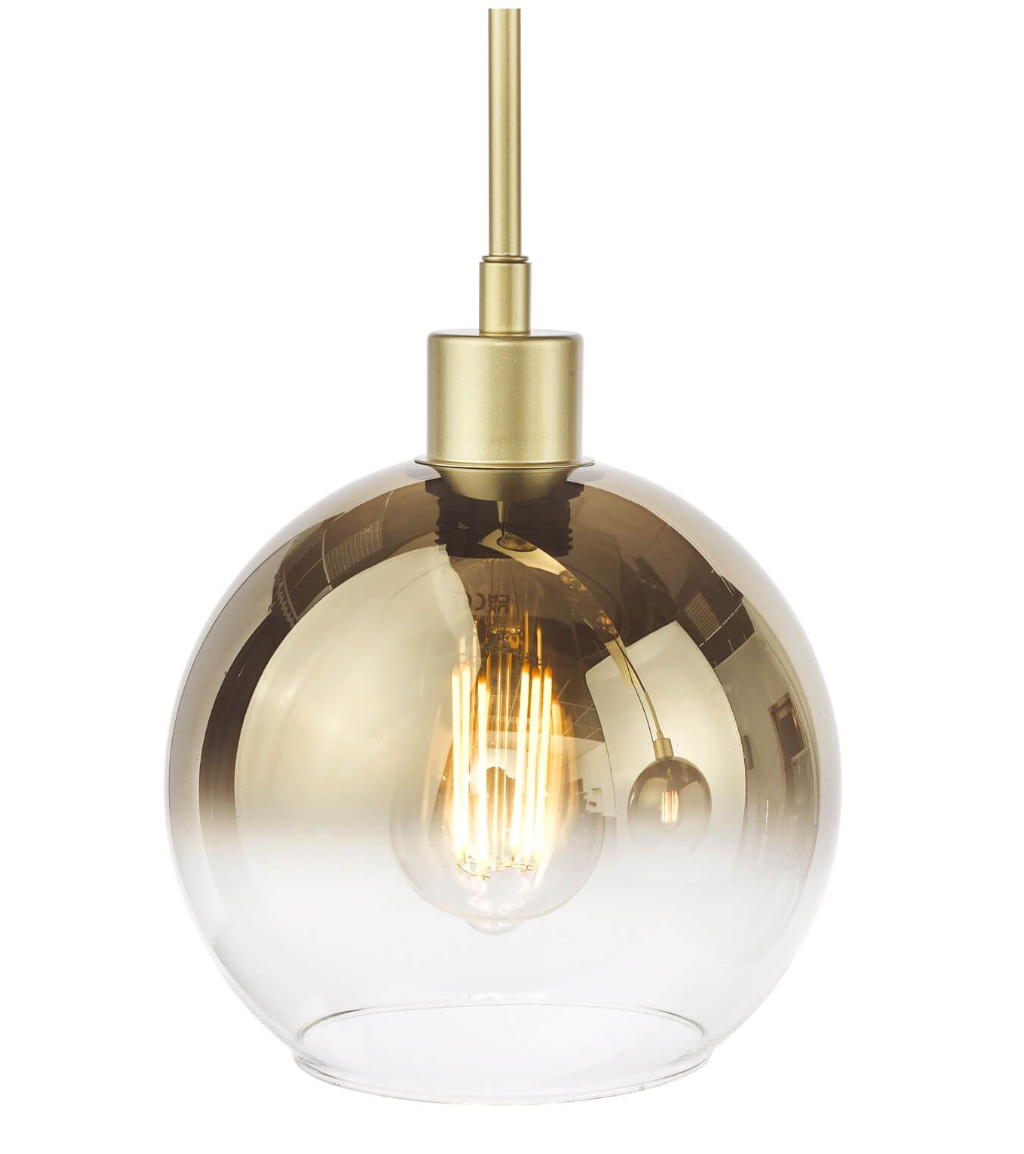 Dar Lighting Lycia Satin Gold & Gold Ombre Glass 3 Light Bar Pendant