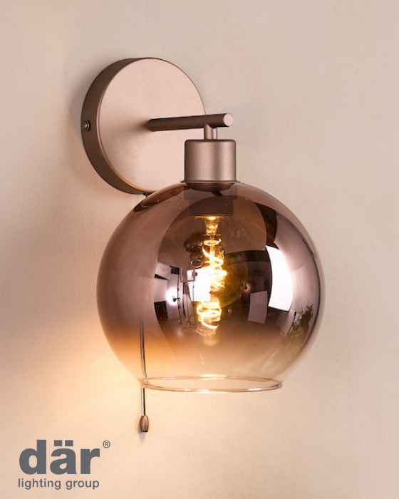 Dar Lighting Lycia Satin Bronze & Bronze Ombre Glass Wall Light