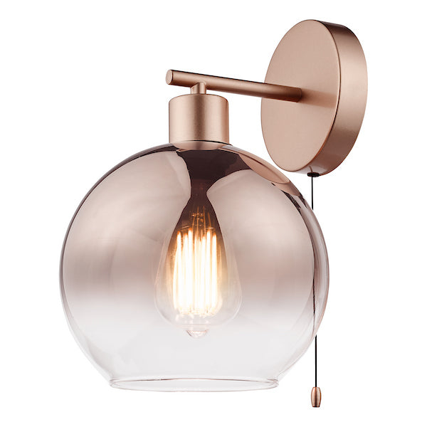 Dar Lighting Lycia Satin Bronze & Bronze Ombre Glass Wall Light