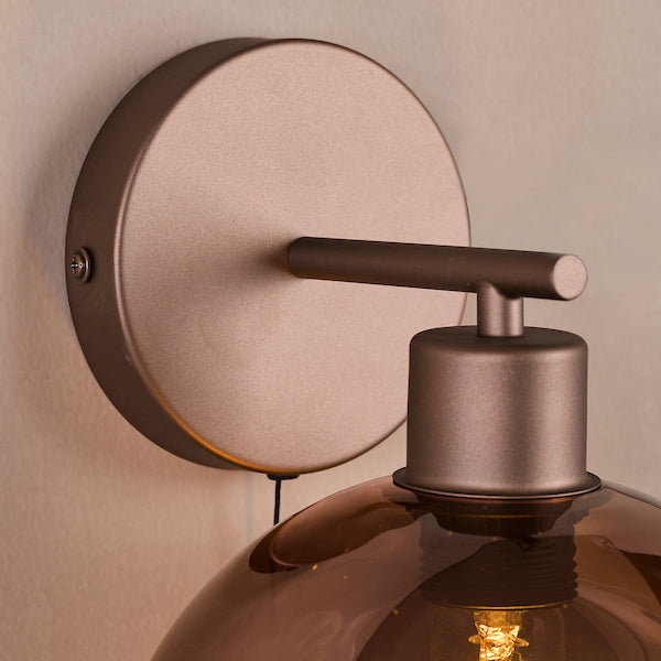 Dar Lighting Lycia Satin Bronze & Bronze Ombre Glass Wall Light
