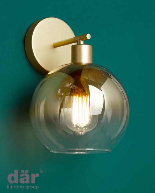 Dar Lighting Lycia Satin Gold & Gold Ombre Glass Wall Light