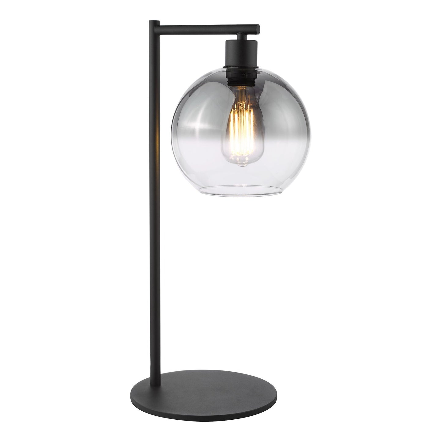 Dar Lighting Lycia Matt Black & Smoked Ombre Glass Table Lamp