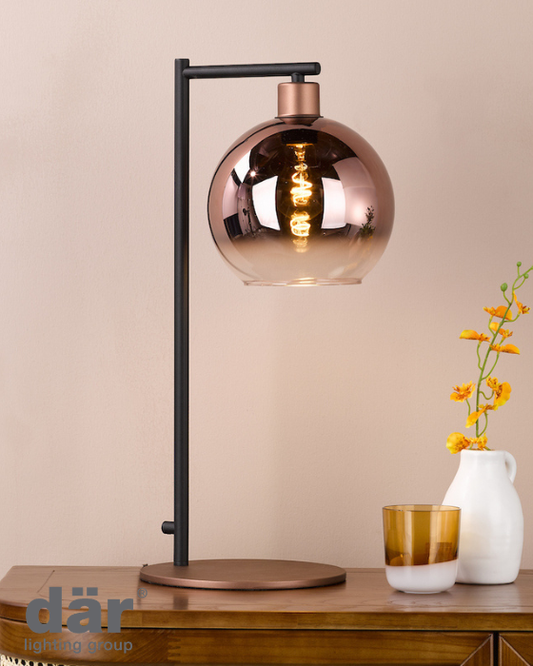 Dar Lighting Lycia Satin Bronze & Bronze Ombre Glass Table Lamp