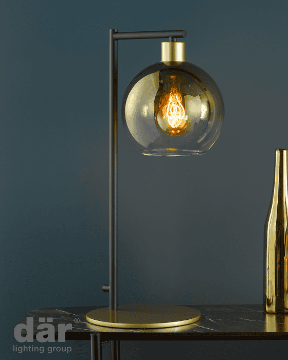 Dar Lighting Lycia Satin Gold & Gold Ombre Glass Table Lamp