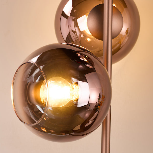 Dar Lighting Lycia 3 Light Satin Bronze & Bronze Ombre Glass Floor Lamp