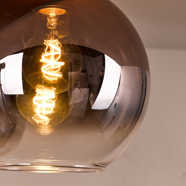 Dar Lighting Lycia 3 Light Satin Bronze & Bronze Ombre Glass Flush