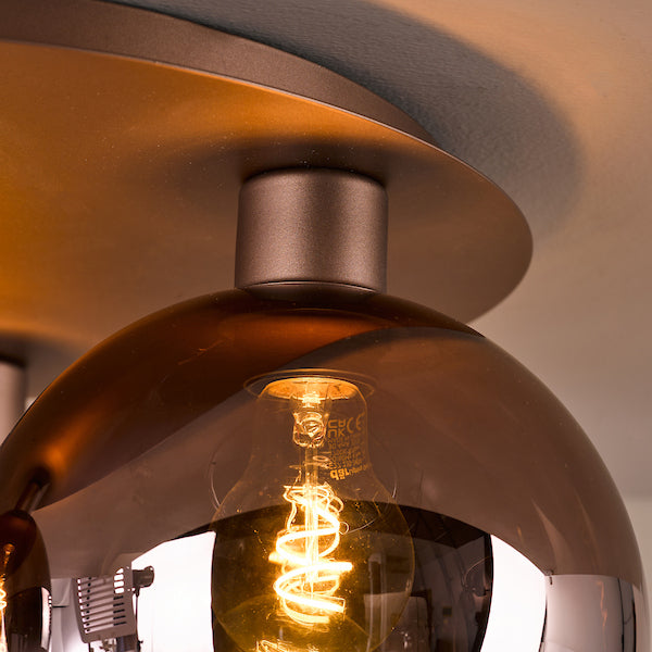 Dar Lighting Lycia 3 Light Satin Bronze & Bronze Ombre Glass Flush