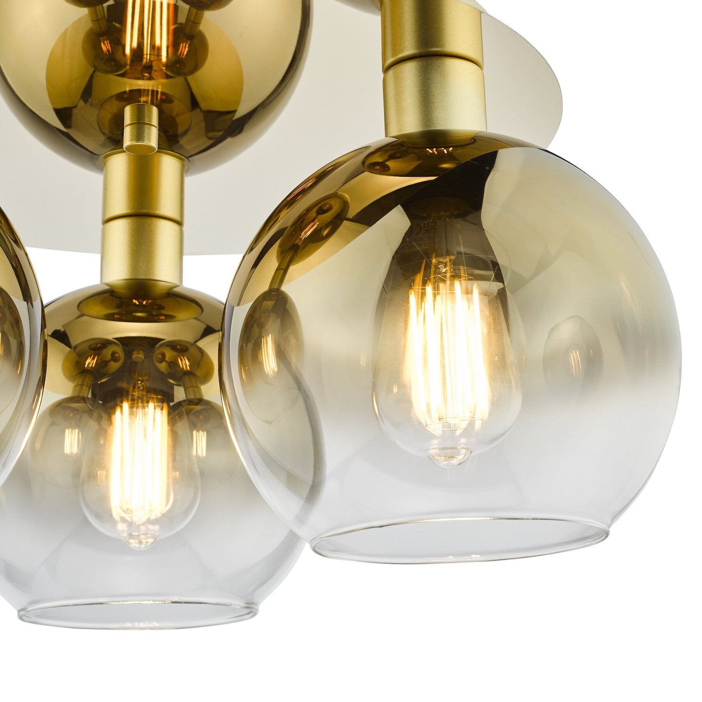 Dar Lighting Lycia 3 Light Satin Gold & Gold Ombre Glass Flush