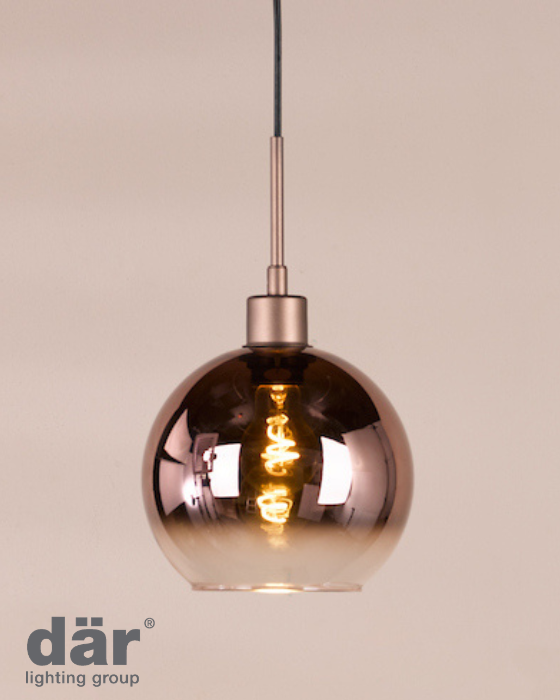 Dar Lighting Lycia Satin Bronze & Bronze Ombre Glass Pendant
