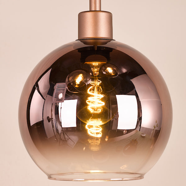 Dar Lighting Lycia 3 Light Satin Bronze & Bronze Ombre Glass Cluster Pendant