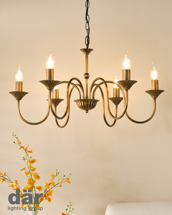 Dar Lighting Lydian 6 Light Antique Bronze Pendant Fitting Only