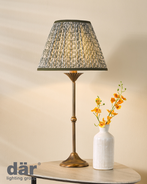 Dar Lighting Lydian Antique Bronze Table Lamp With Shade