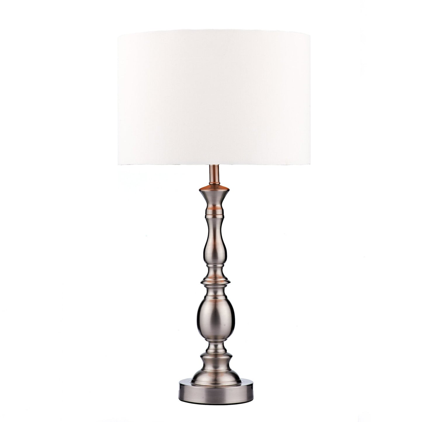 Dar Lighting Madrid Satin Chrome Table Lamp With Shade