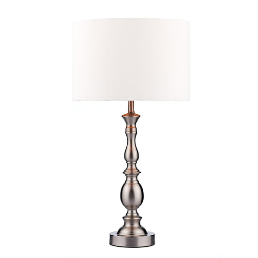 Dar Lighting Madrid Satin Chrome Table Lamp With Shade